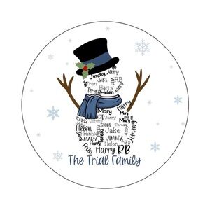 Personalized Snowman Family Holiday ornament